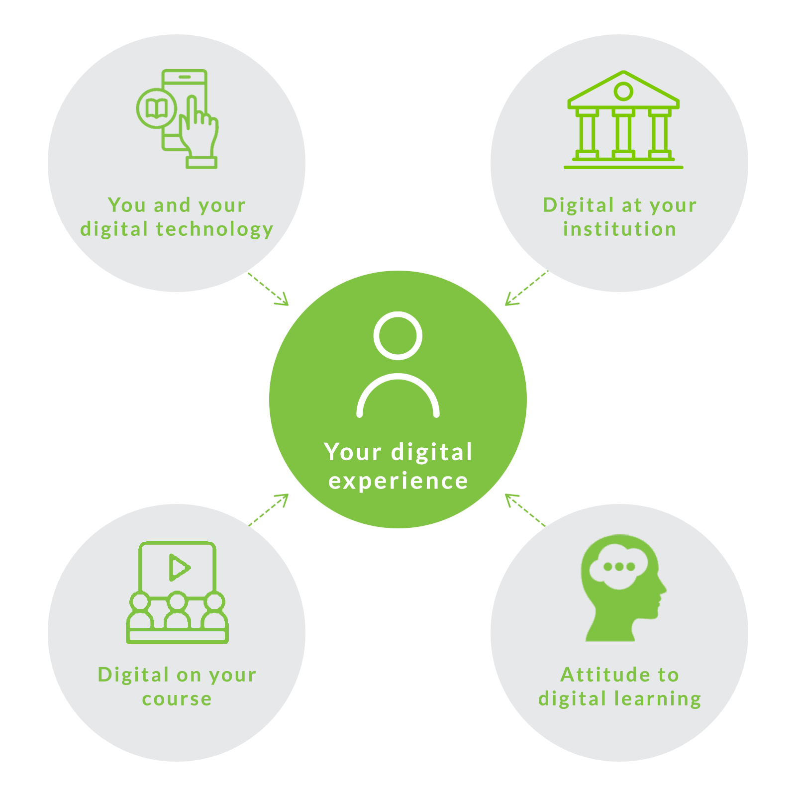 Four areas of student digital experience